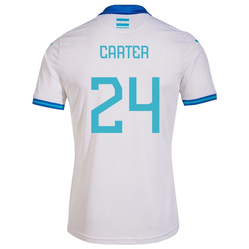 Kvinder Honduras Daniel Carter #24 Hvid Hjemmebane Spillertrøjer 24-26 Trøje T-Shirt