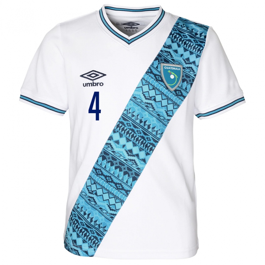 Kvinder Guatemala Cristopher Raymundo #4 Hvid Hjemmebane Spillertrøjer 24-26 Trøje T-Shirt