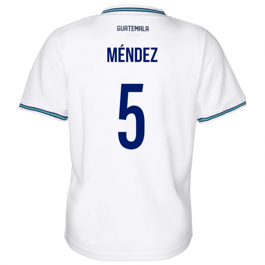 Kvinder Guatemala Diego Méndez #5 Hvid Hjemmebane Spillertrøjer 24-26 Trøje T-Shirt