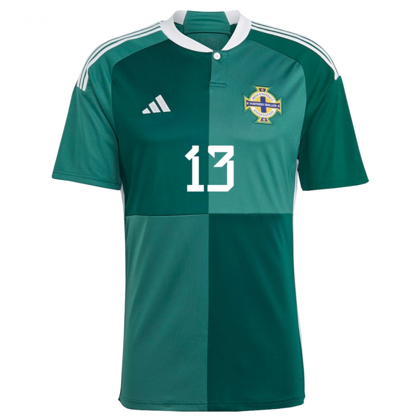 Kvinder Nordirland Kelsie Burrows #13 Grøn Hjemmebane Spillertrøjer 24-26 Trøje T-Shirt