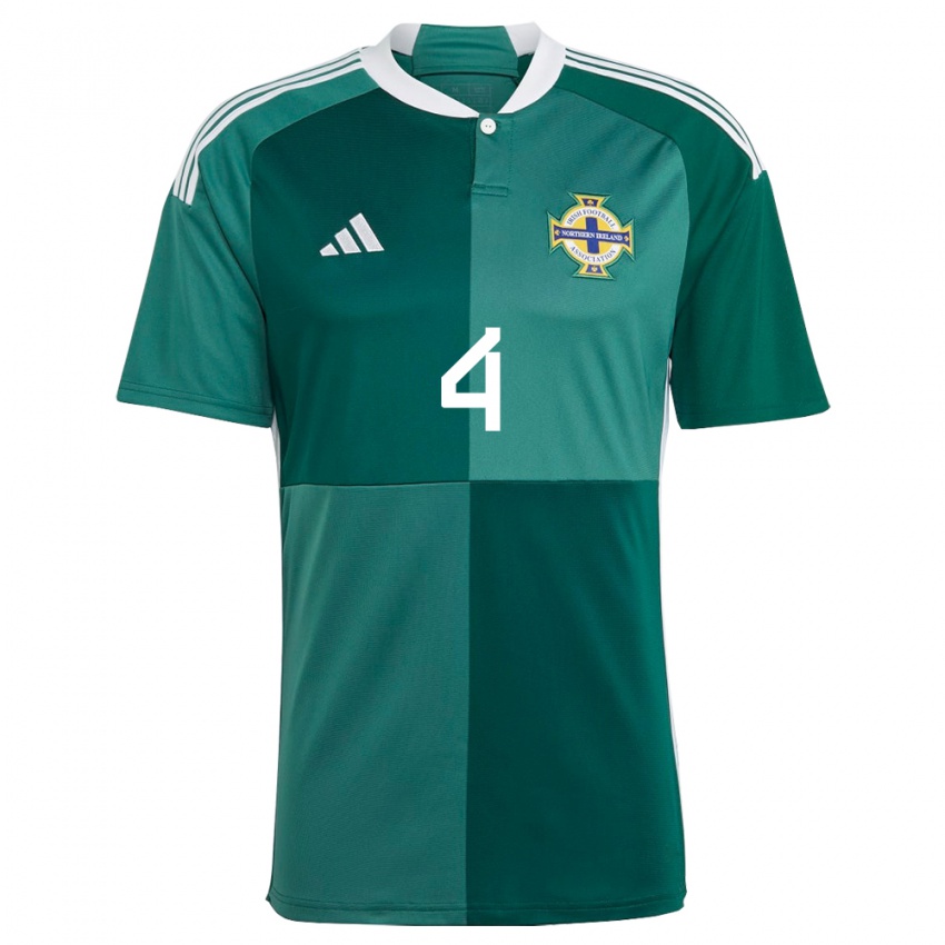 Kvinder Nordirland Trai Hume #4 Grøn Hjemmebane Spillertrøjer 24-26 Trøje T-Shirt