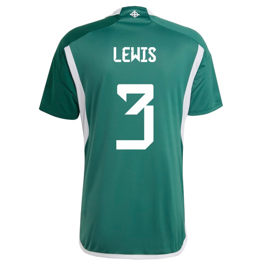Kvinder Nordirland Jamal Lewis #3 Grøn Hjemmebane Spillertrøjer 24-26 Trøje T-Shirt