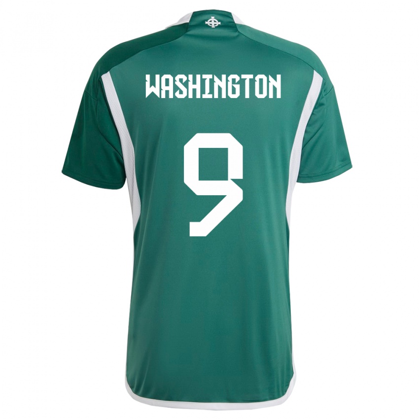 Kvinder Nordirland Conor Washington #9 Grøn Hjemmebane Spillertrøjer 24-26 Trøje T-Shirt