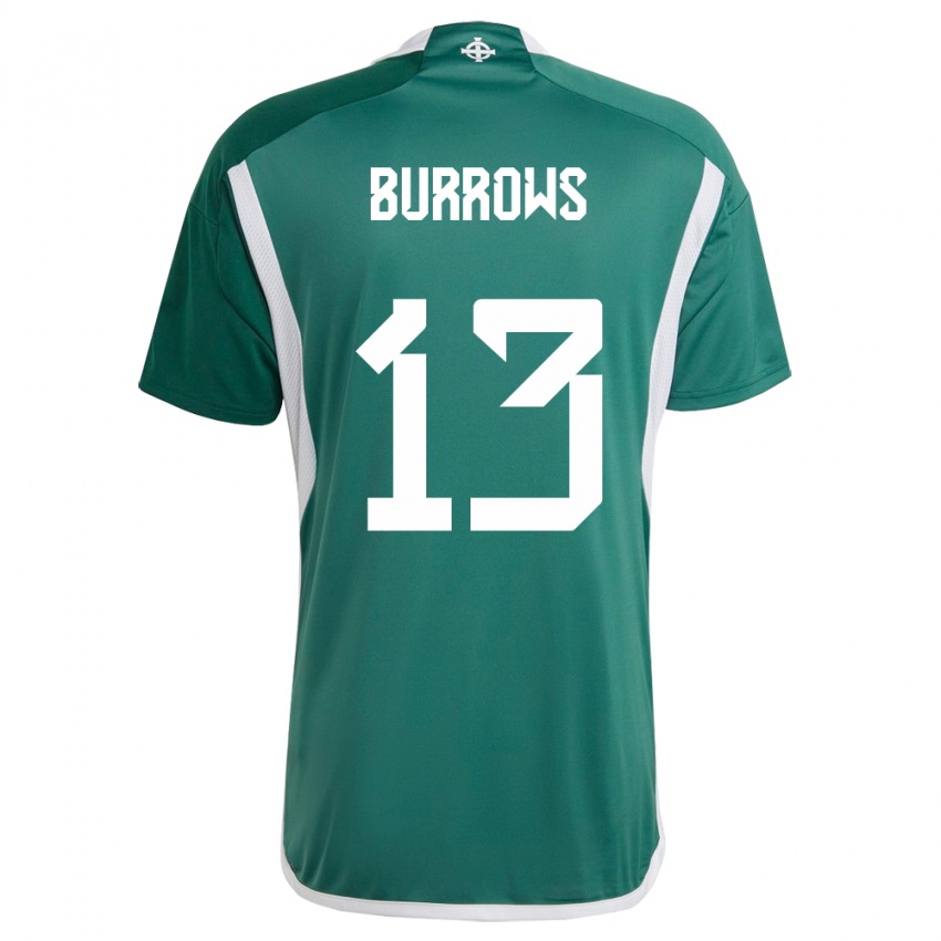 Kvinder Nordirland Kelsie Burrows #13 Grøn Hjemmebane Spillertrøjer 24-26 Trøje T-Shirt