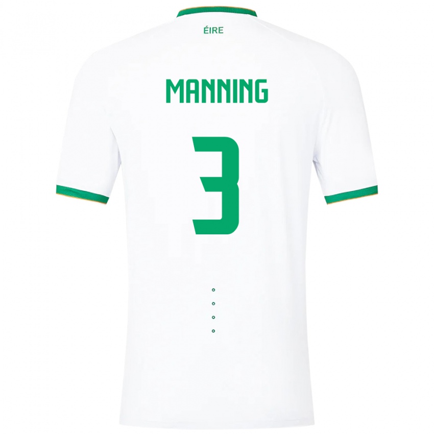Kvinder Irland Ryan Manning #3 Hvid Udebane Spillertrøjer 24-26 Trøje T-Shirt