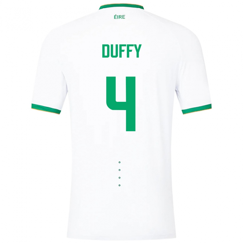 Kvinder Irland Shane Duffy #4 Hvid Udebane Spillertrøjer 24-26 Trøje T-Shirt