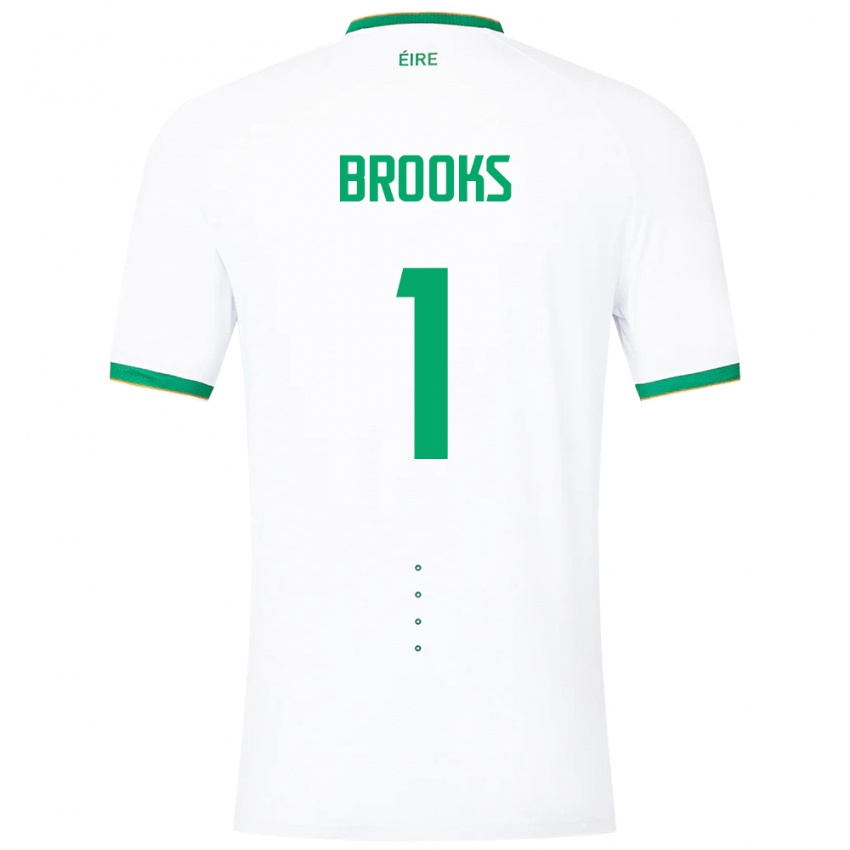 Kvinder Irland Tiernan Brooks #1 Hvid Udebane Spillertrøjer 24-26 Trøje T-Shirt