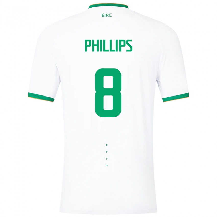 Kvinder Irland Killian Phillips #8 Hvid Udebane Spillertrøjer 24-26 Trøje T-Shirt