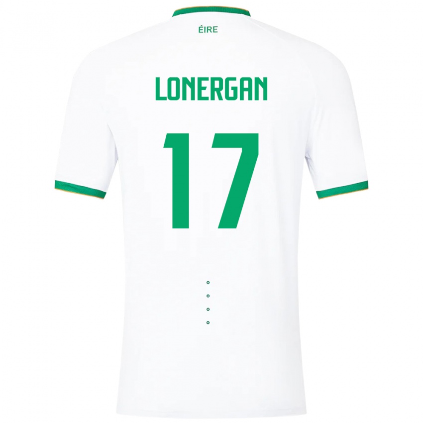 Kvinder Irland Tom Lonergan #17 Hvid Udebane Spillertrøjer 24-26 Trøje T-Shirt