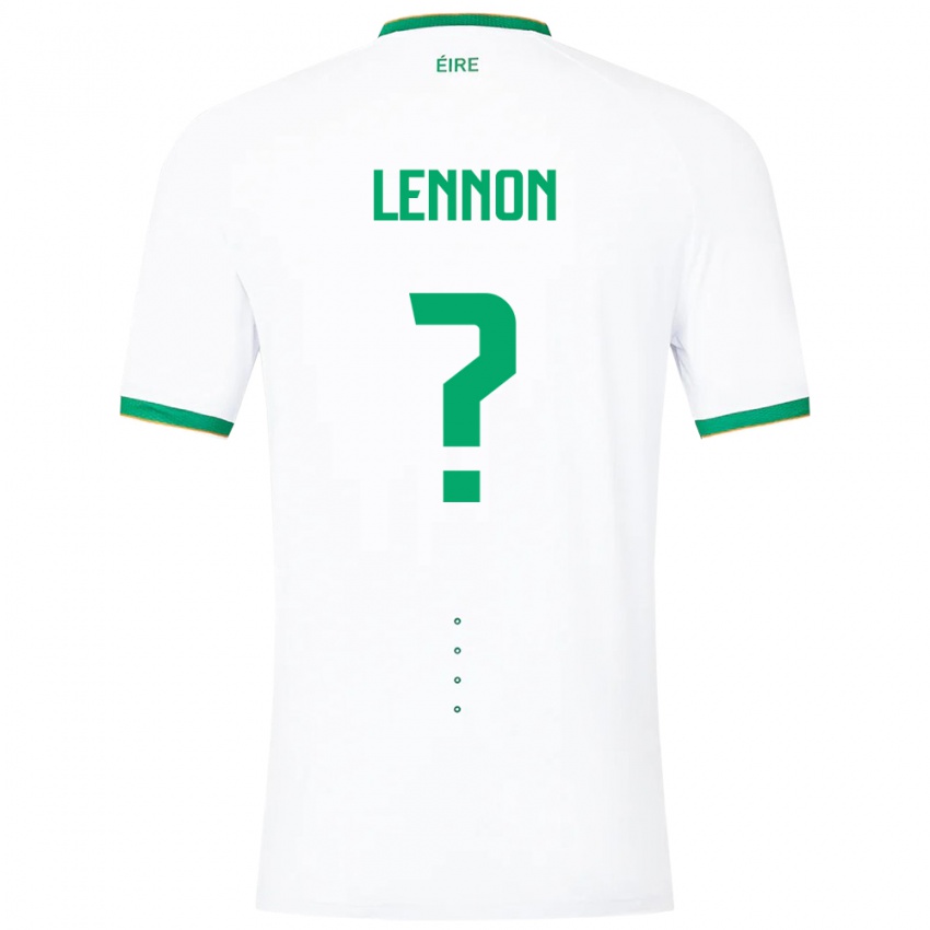Kvinder Irland Adam Lennon #0 Hvid Udebane Spillertrøjer 24-26 Trøje T-Shirt