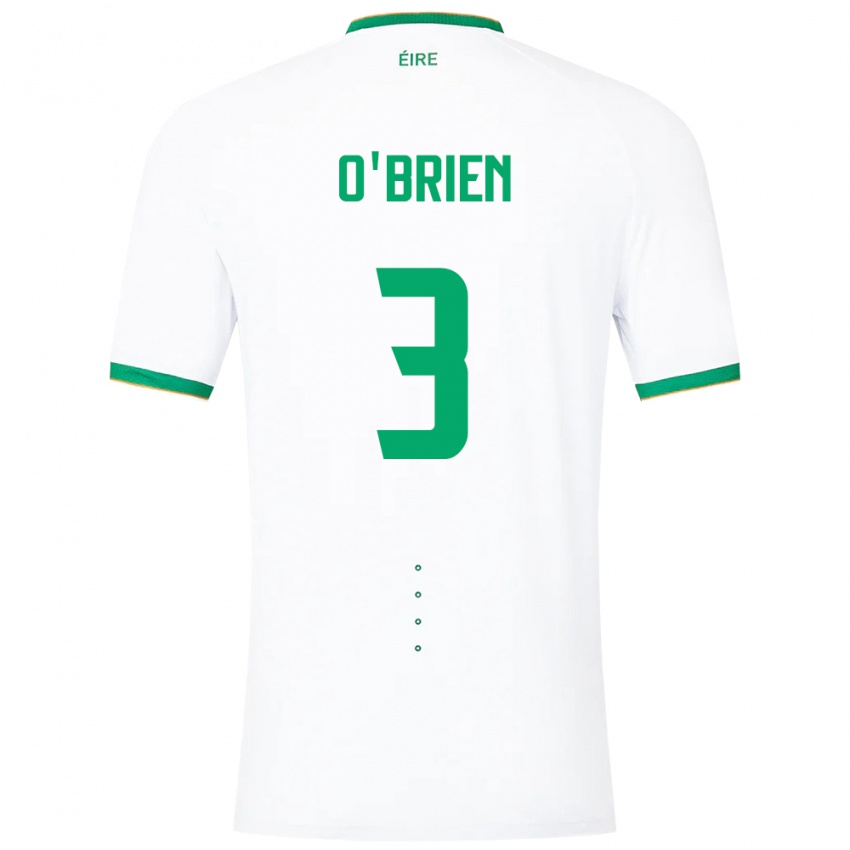 Kvinder Irland Luke O'brien #3 Hvid Udebane Spillertrøjer 24-26 Trøje T-Shirt