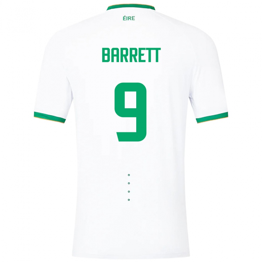 Kvinder Irland Amber Barrett #9 Hvid Udebane Spillertrøjer 24-26 Trøje T-Shirt
