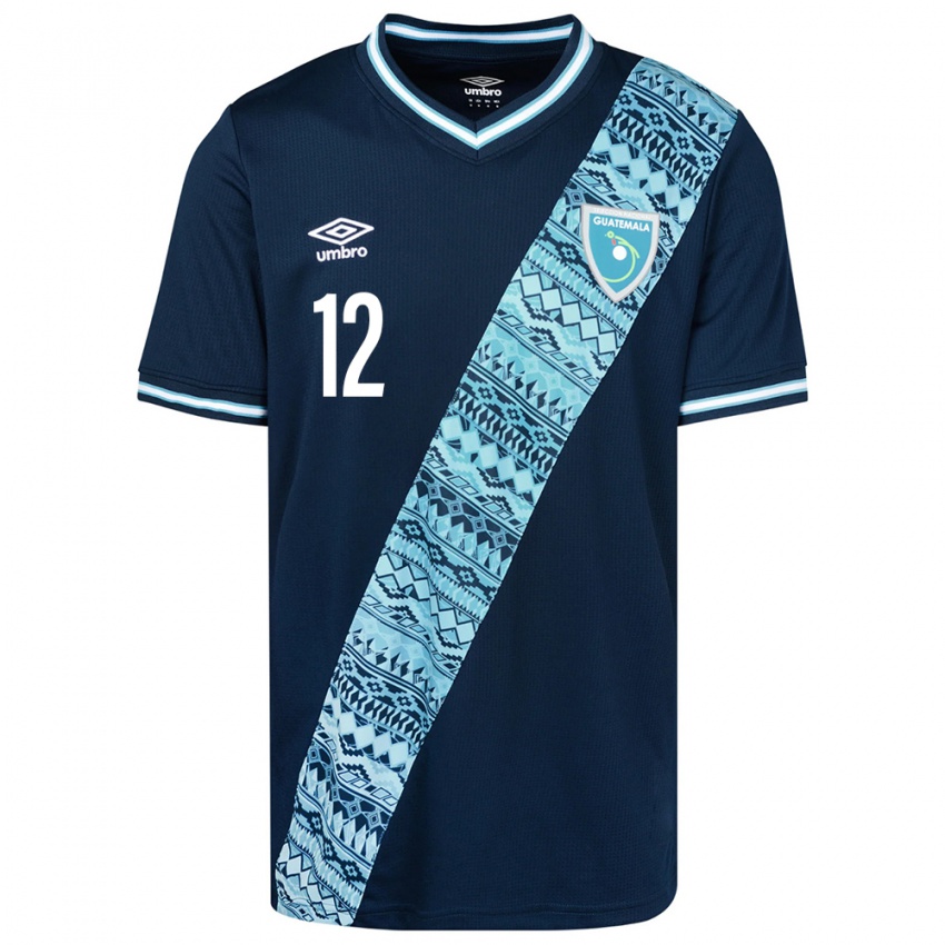Kvinder Guatemala John Lutin #12 Blå Udebane Spillertrøjer 24-26 Trøje T-Shirt