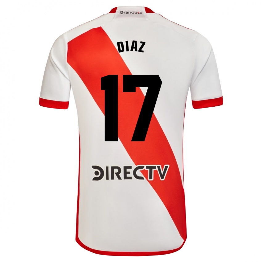 Børn Paulo Diaz #17 Hvid Rød Hjemmebane Spillertrøjer 2023/24 Trøje T-Shirt