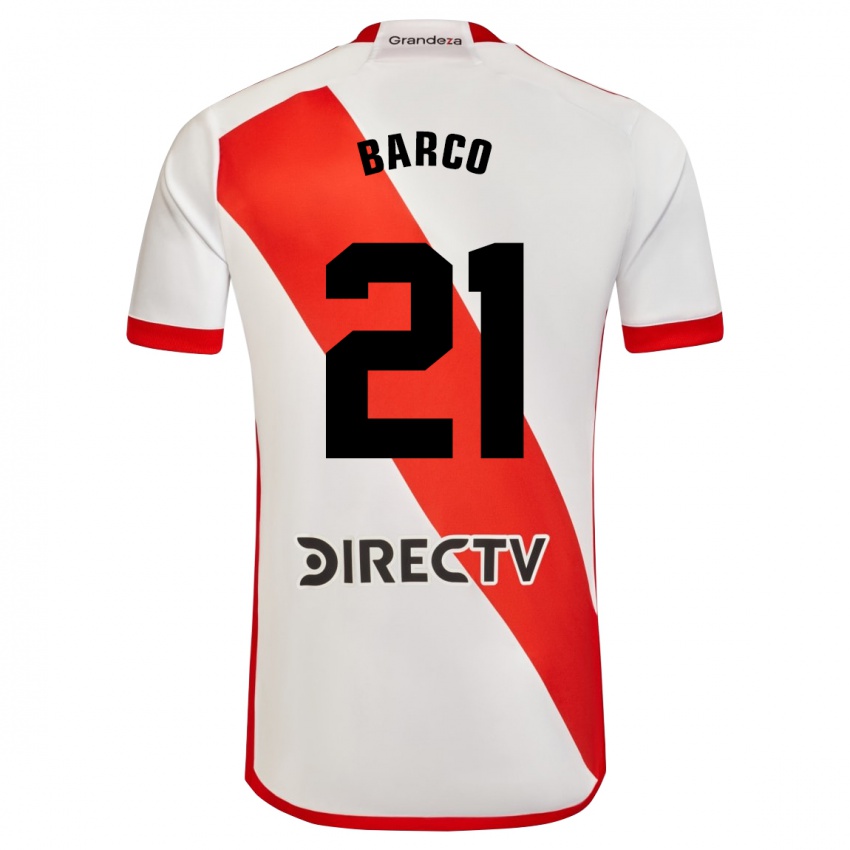 Børn Esequiel Barco #21 Hvid Rød Hjemmebane Spillertrøjer 2023/24 Trøje T-Shirt