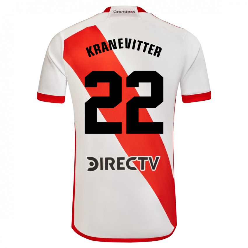 Børn Matías Kranevitter #22 Hvid Rød Hjemmebane Spillertrøjer 2023/24 Trøje T-Shirt