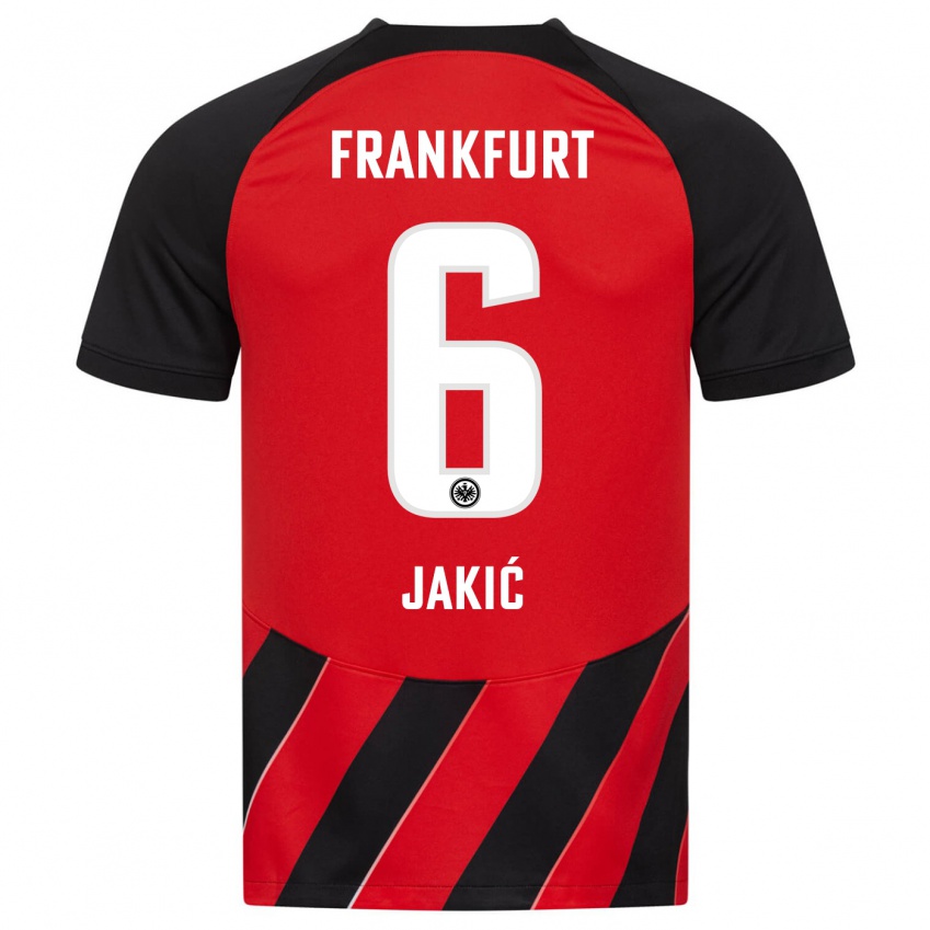 Børn Kristijan Jakic #6 Rød Sort Hjemmebane Spillertrøjer 2023/24 Trøje T-Shirt