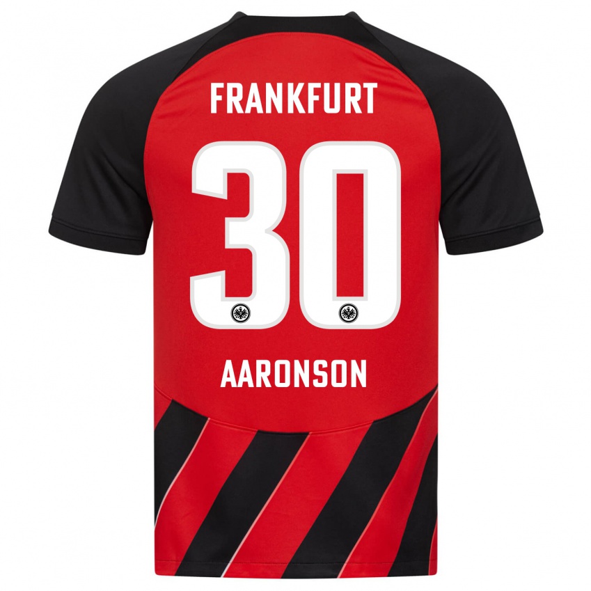 Børn Paxten Aaronson #30 Rød Sort Hjemmebane Spillertrøjer 2023/24 Trøje T-Shirt