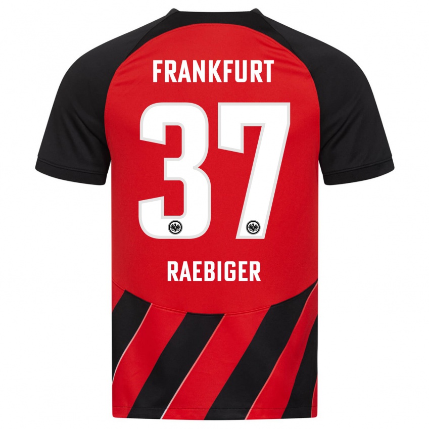Børn Sidney Raebiger #37 Rød Sort Hjemmebane Spillertrøjer 2023/24 Trøje T-Shirt