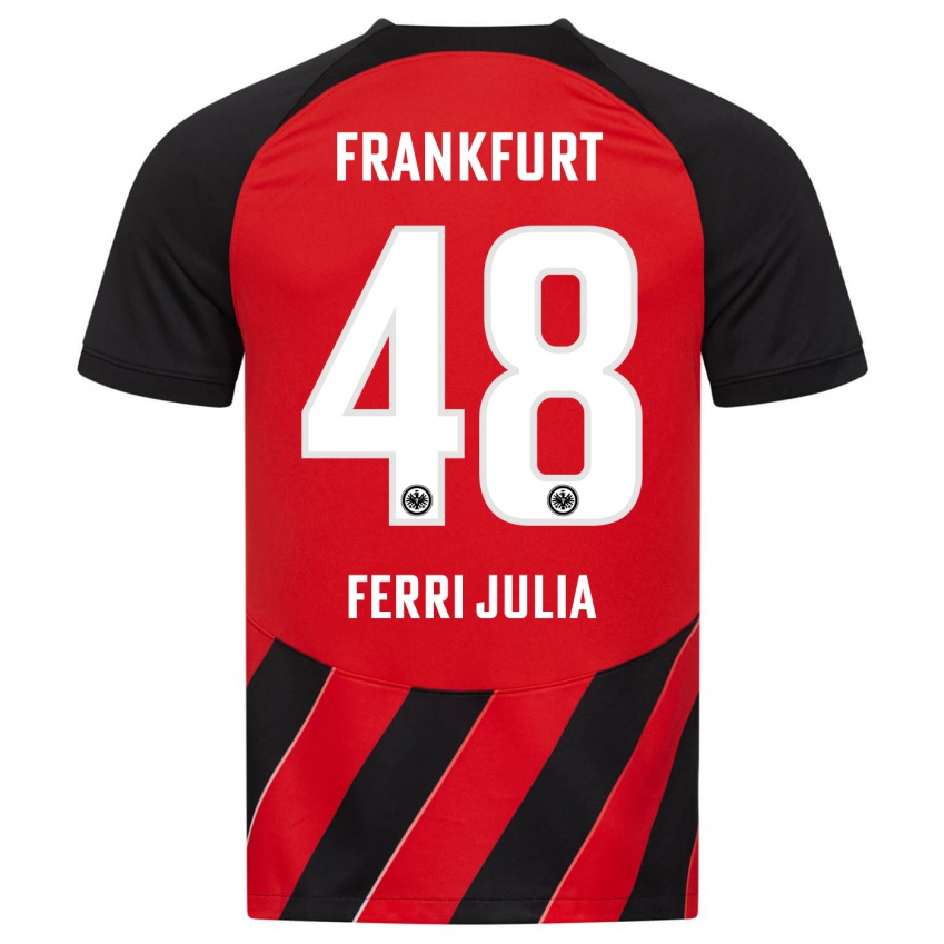 Børn Nacho Ferri #48 Rød Sort Hjemmebane Spillertrøjer 2023/24 Trøje T-Shirt