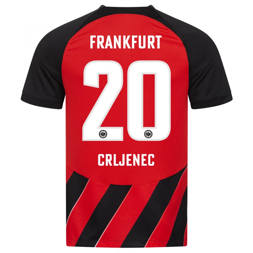 Børn Dominik Crljenec #20 Rød Sort Hjemmebane Spillertrøjer 2023/24 Trøje T-Shirt