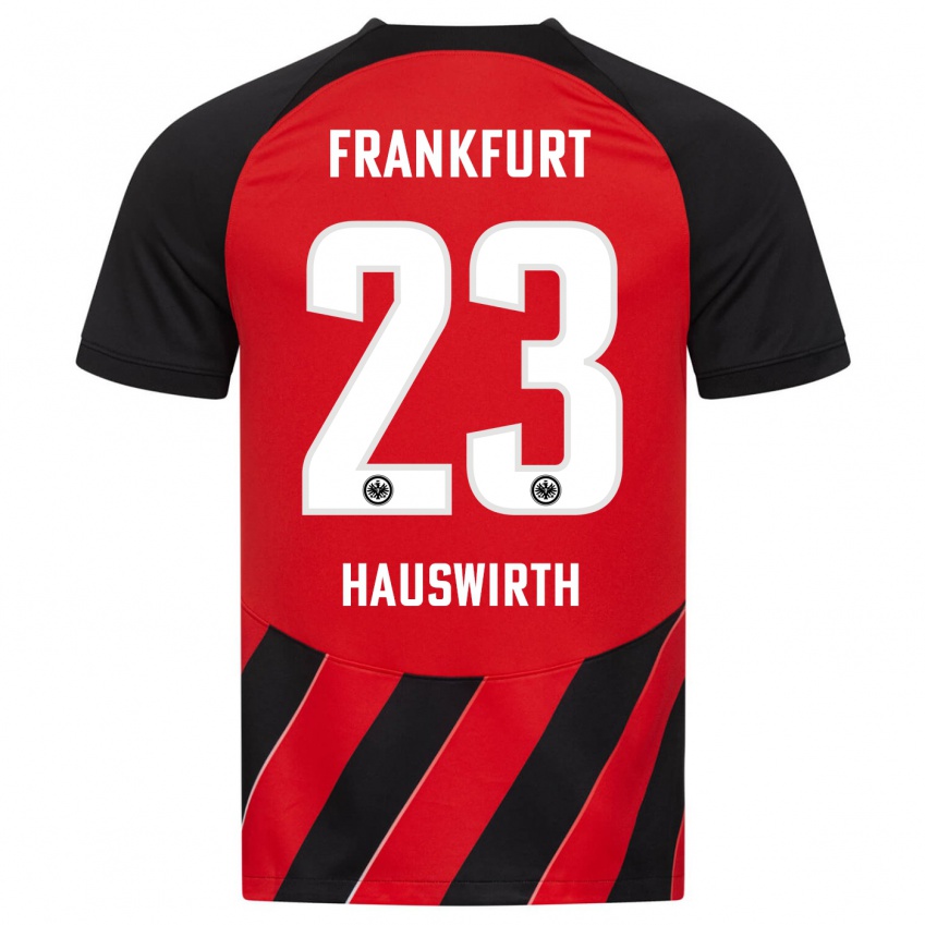 Børn Max Hauswirth #23 Rød Sort Hjemmebane Spillertrøjer 2023/24 Trøje T-Shirt