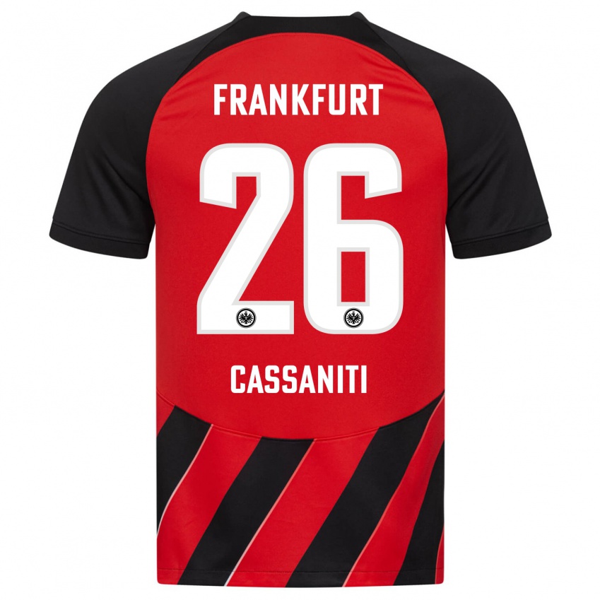 Børn Nino Cassaniti #26 Rød Sort Hjemmebane Spillertrøjer 2023/24 Trøje T-Shirt