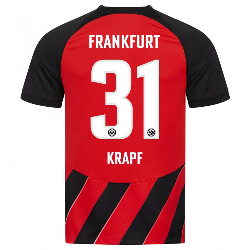 Børn Maximilian Krapf #31 Rød Sort Hjemmebane Spillertrøjer 2023/24 Trøje T-Shirt