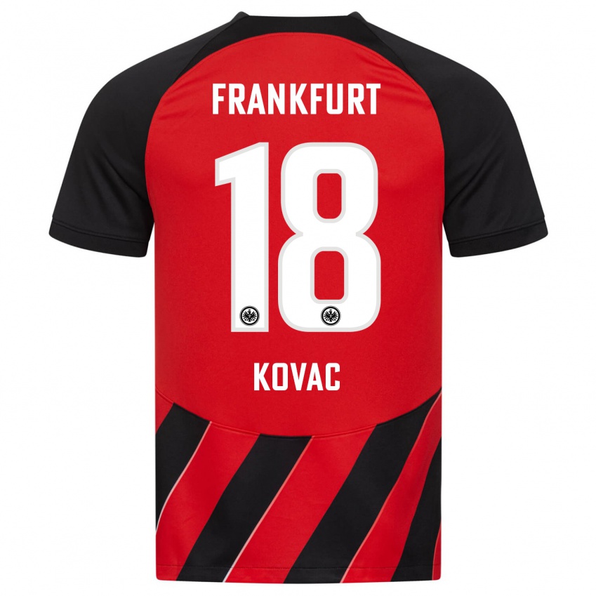 Børn Niko Kovac #18 Rød Sort Hjemmebane Spillertrøjer 2023/24 Trøje T-Shirt