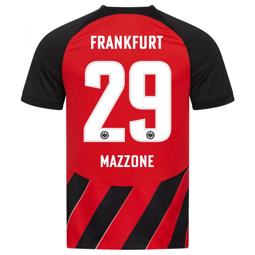 Børn Matteo Mazzone #29 Rød Sort Hjemmebane Spillertrøjer 2023/24 Trøje T-Shirt