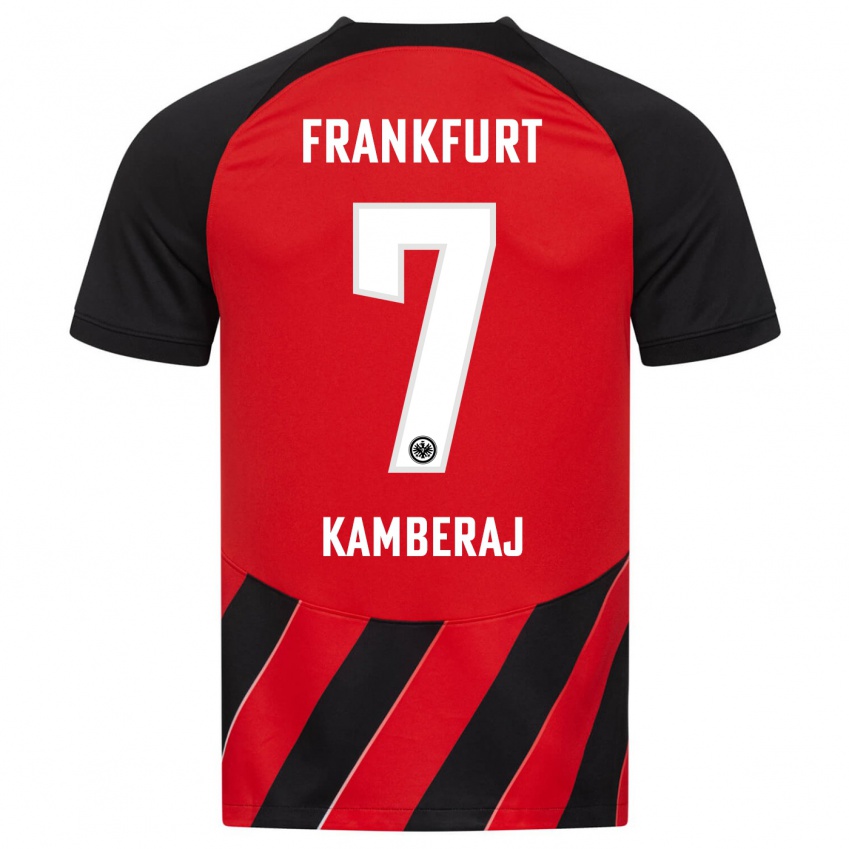 Børn Donart Kamberaj #7 Rød Sort Hjemmebane Spillertrøjer 2023/24 Trøje T-Shirt