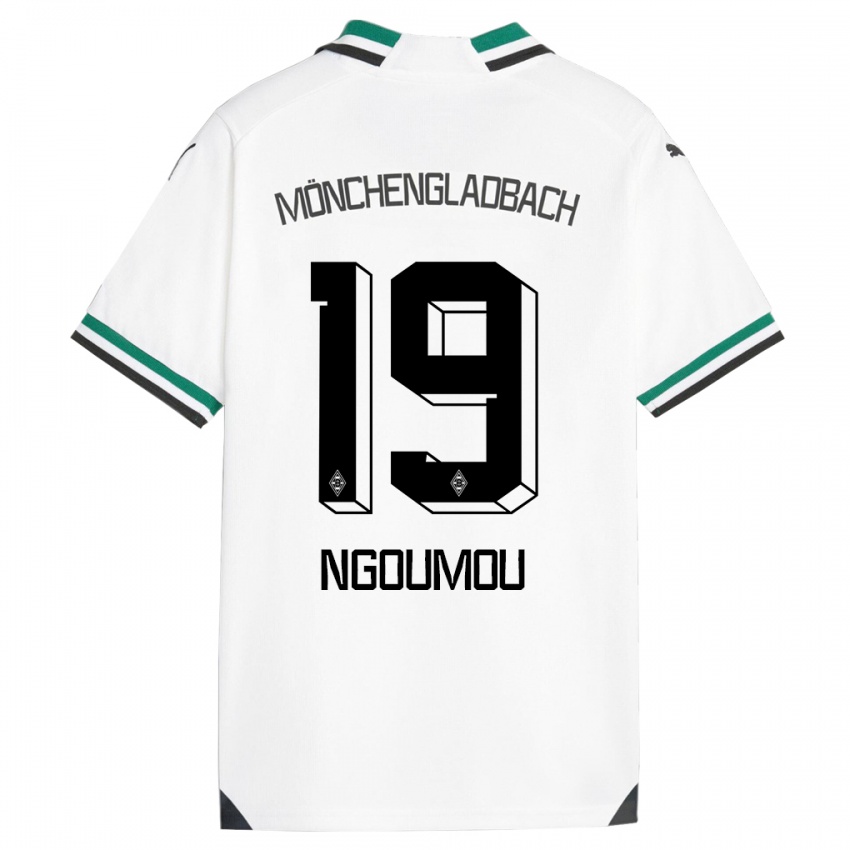 Børn Nathan Ngoumou #19 Hvid Grøn Hjemmebane Spillertrøjer 2023/24 Trøje T-Shirt