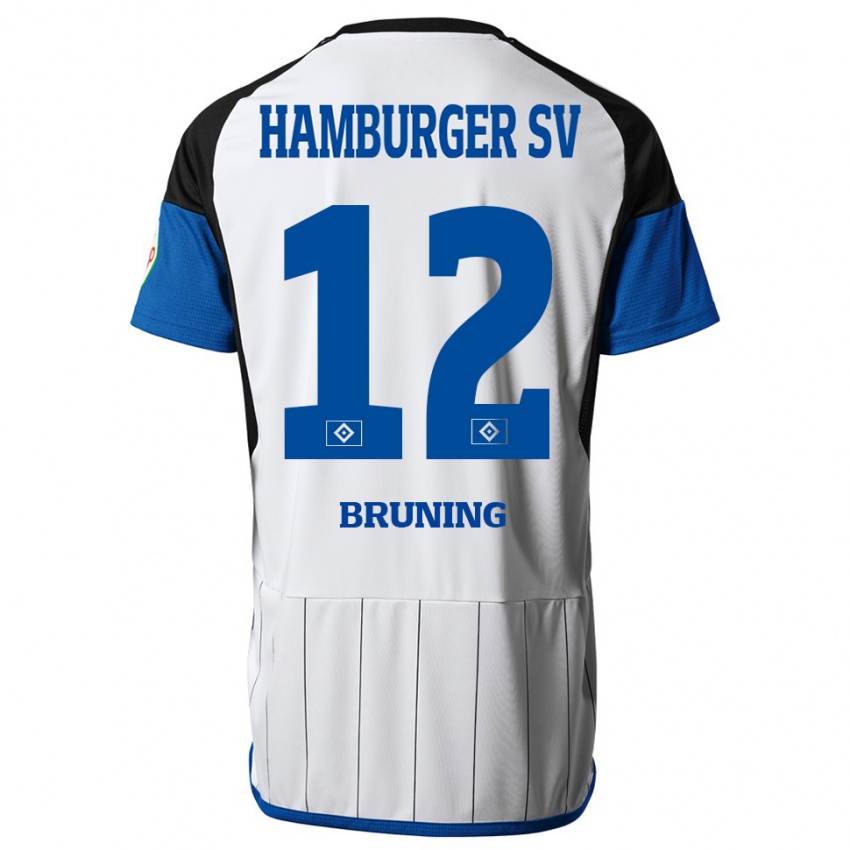 Børn Malte Brüning #12 Hvid Hjemmebane Spillertrøjer 2023/24 Trøje T-Shirt