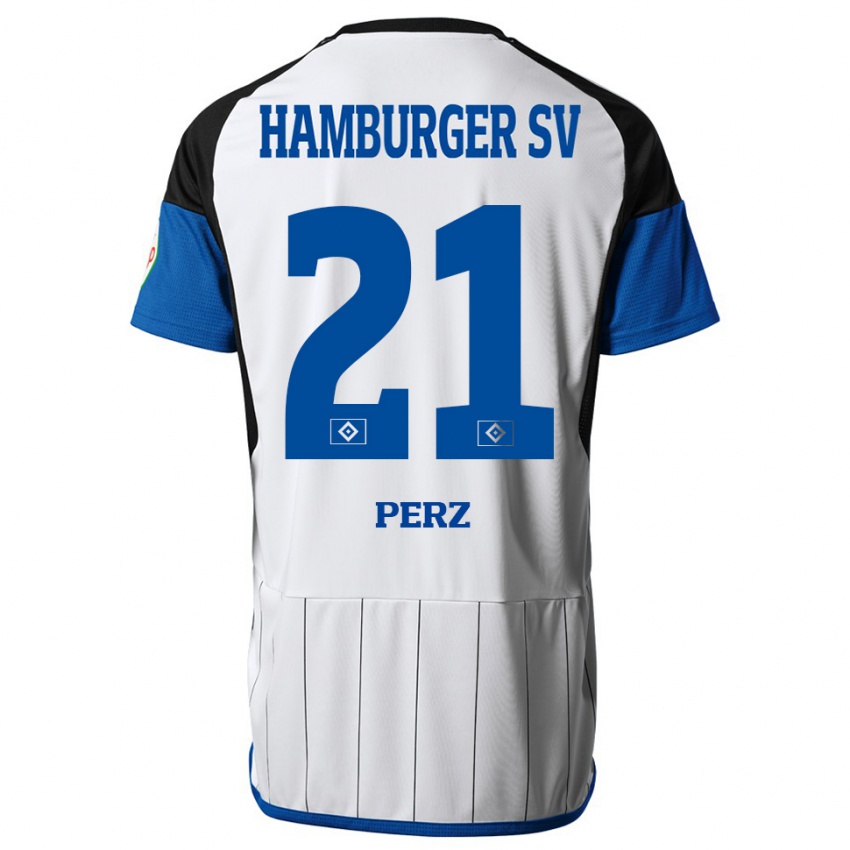 Børn Marcel Perz #21 Hvid Hjemmebane Spillertrøjer 2023/24 Trøje T-Shirt