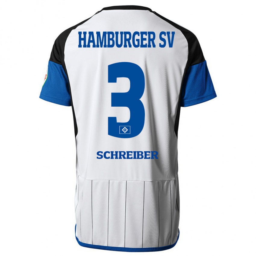 Børn David Schreiber #3 Hvid Hjemmebane Spillertrøjer 2023/24 Trøje T-Shirt