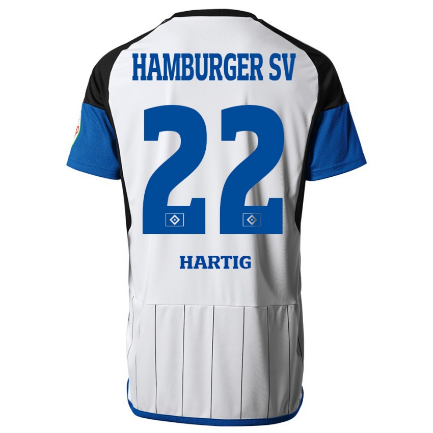 Børn Jonas-Finn Hartig #22 Hvid Hjemmebane Spillertrøjer 2023/24 Trøje T-Shirt