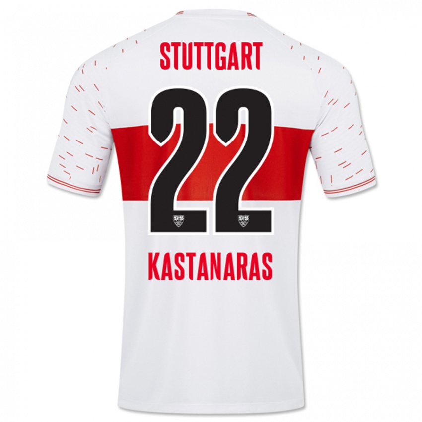 Børn Thomas Kastanaras #22 Hvid Hjemmebane Spillertrøjer 2023/24 Trøje T-Shirt