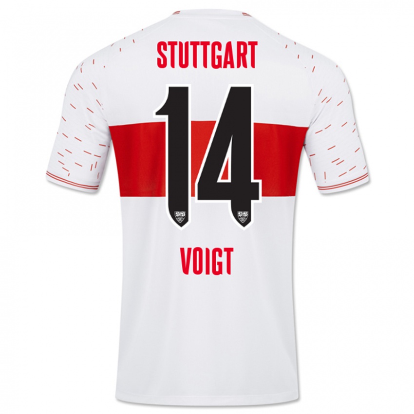 Børn Max Voigt #14 Hvid Hjemmebane Spillertrøjer 2023/24 Trøje T-Shirt