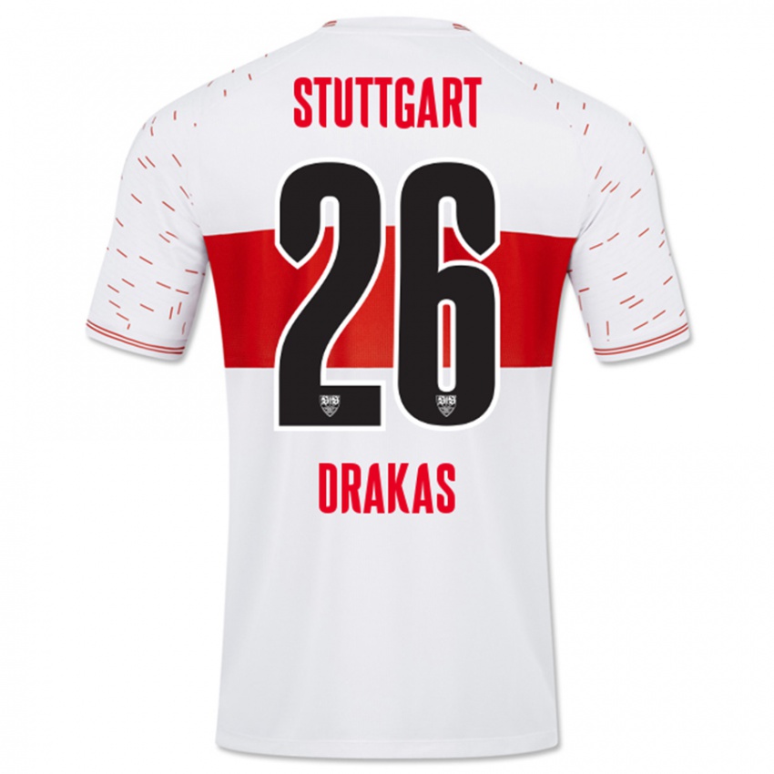 Børn Babis Drakas #26 Hvid Hjemmebane Spillertrøjer 2023/24 Trøje T-Shirt