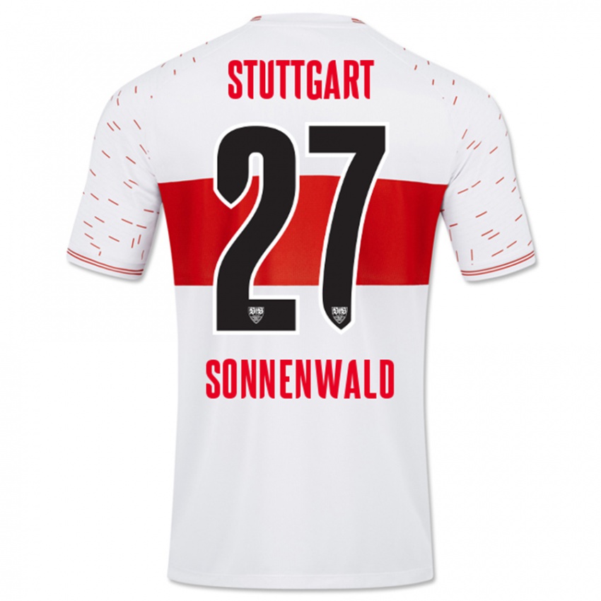 Børn Lukas Sonnenwald #27 Hvid Hjemmebane Spillertrøjer 2023/24 Trøje T-Shirt