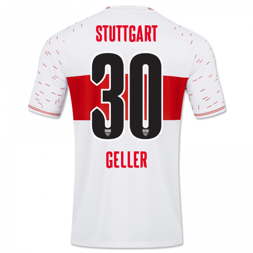 Børn Robert Geller #30 Hvid Hjemmebane Spillertrøjer 2023/24 Trøje T-Shirt