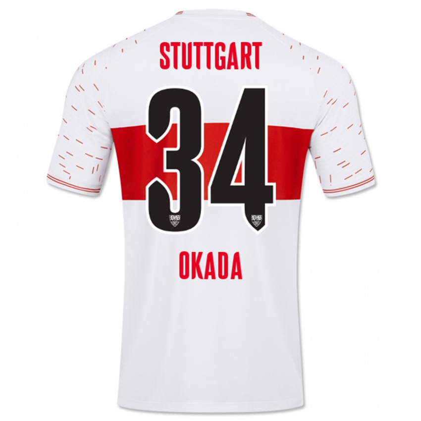 Børn Rei Okada #34 Hvid Hjemmebane Spillertrøjer 2023/24 Trøje T-Shirt