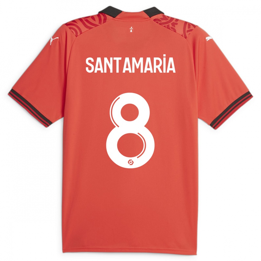 Børn Baptiste Santamaria #8 Rød Hjemmebane Spillertrøjer 2023/24 Trøje T-Shirt