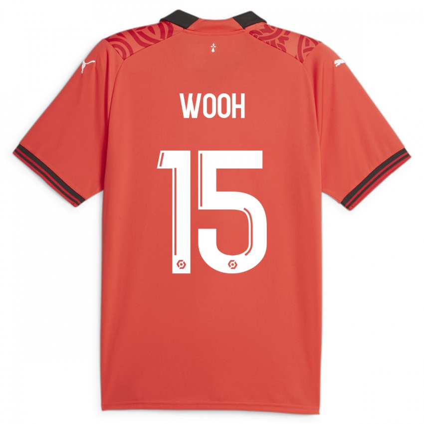 Børn Christopher Wooh #15 Rød Hjemmebane Spillertrøjer 2023/24 Trøje T-Shirt