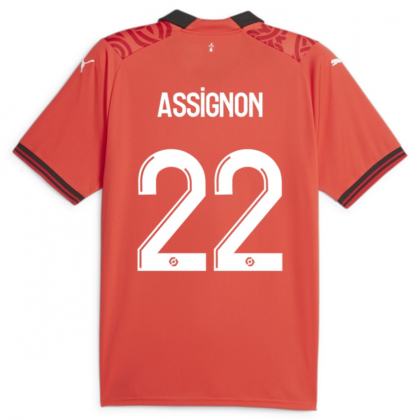 Børn Lorenz Assignon #22 Rød Hjemmebane Spillertrøjer 2023/24 Trøje T-Shirt