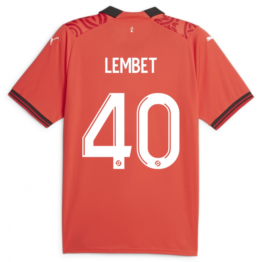 Børn Geoffrey Lembet #40 Rød Hjemmebane Spillertrøjer 2023/24 Trøje T-Shirt