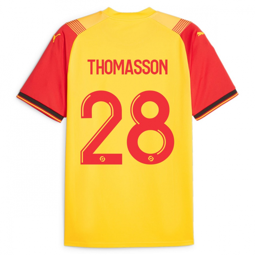 Børn Adrien Thomasson #28 Gul Hjemmebane Spillertrøjer 2023/24 Trøje T-Shirt