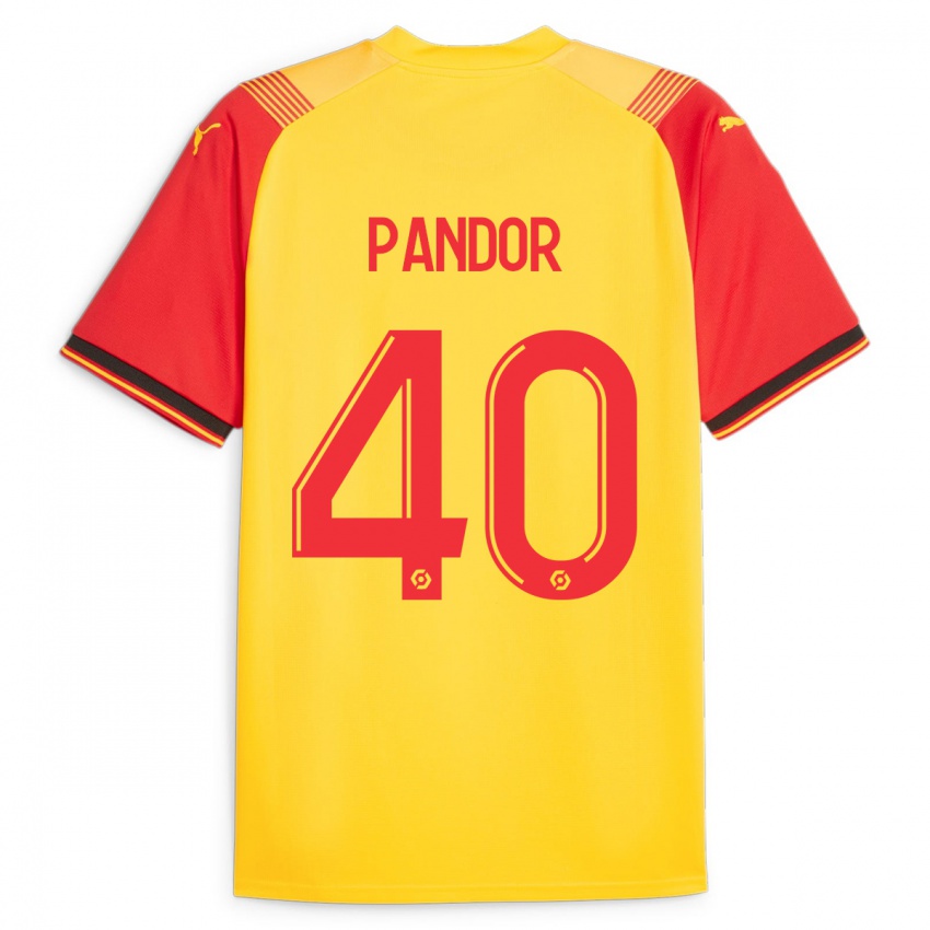 Børn Yannick Pandor #40 Gul Hjemmebane Spillertrøjer 2023/24 Trøje T-Shirt