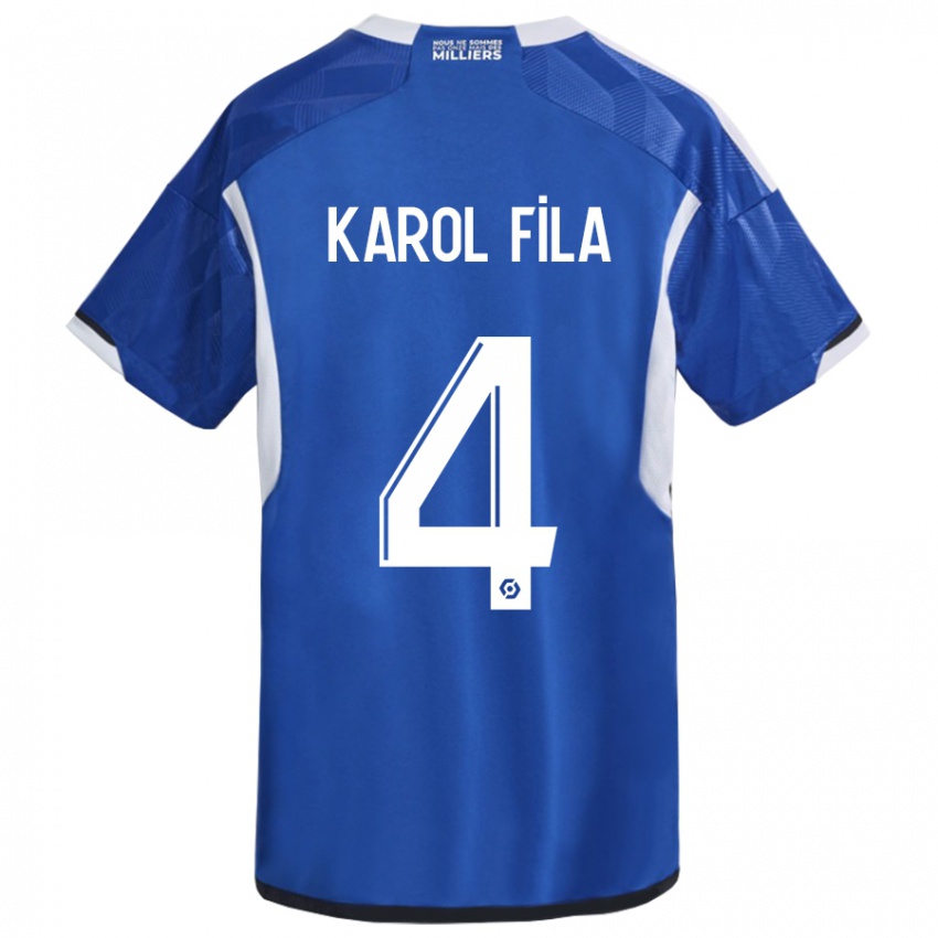 Børn Karol Fila #4 Blå Hjemmebane Spillertrøjer 2023/24 Trøje T-Shirt