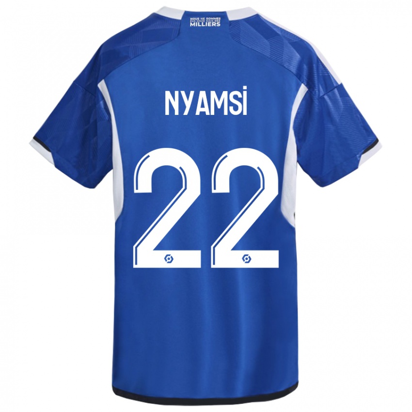 Børn Gerzino Nyamsi #22 Blå Hjemmebane Spillertrøjer 2023/24 Trøje T-Shirt